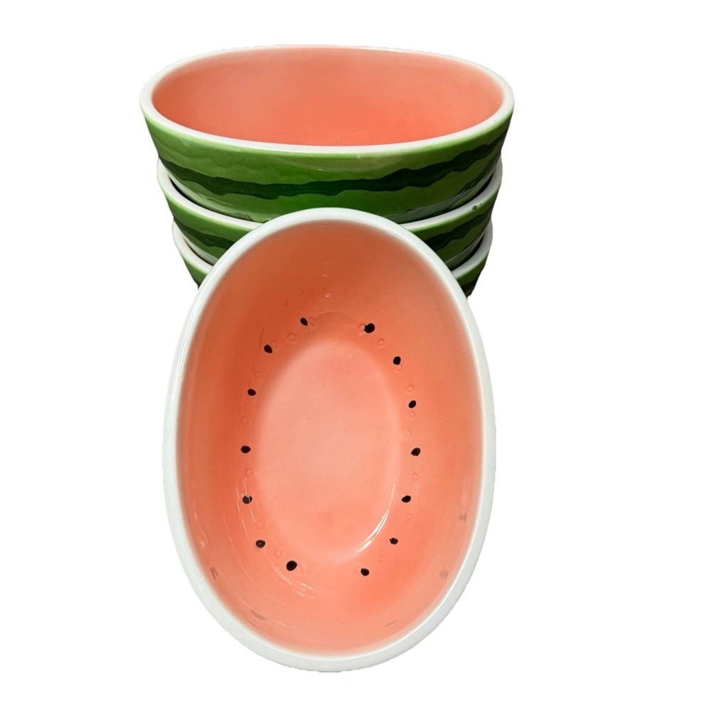 Vintage Watermelon Bowls Set of 4 Made In Japan Ceramic Fruit Dessert Bowls